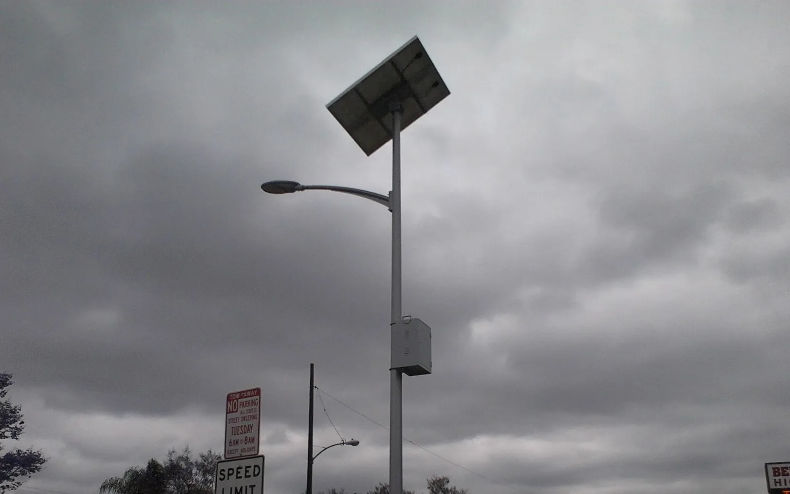 Solar-powered pedestrian-crossing lighting in Bell Gardens, California